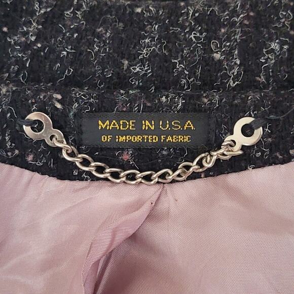 Vintage Custom Tailored Tweed Black Peacoat - M - Picture 12 of 12